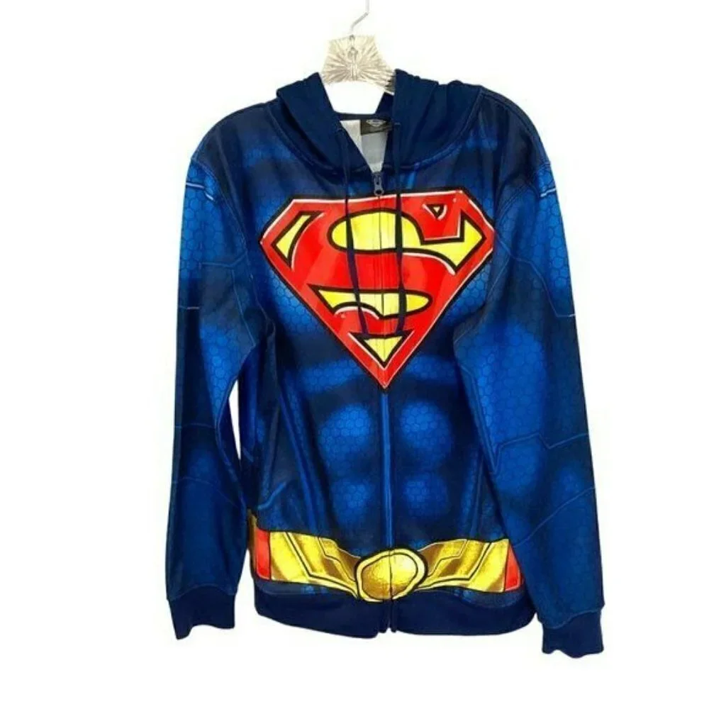 D C Comics Superman Unisex Full Zip Hoodie Sweatshirt Sz Men's Small Superheroes - Picture 1 of 10